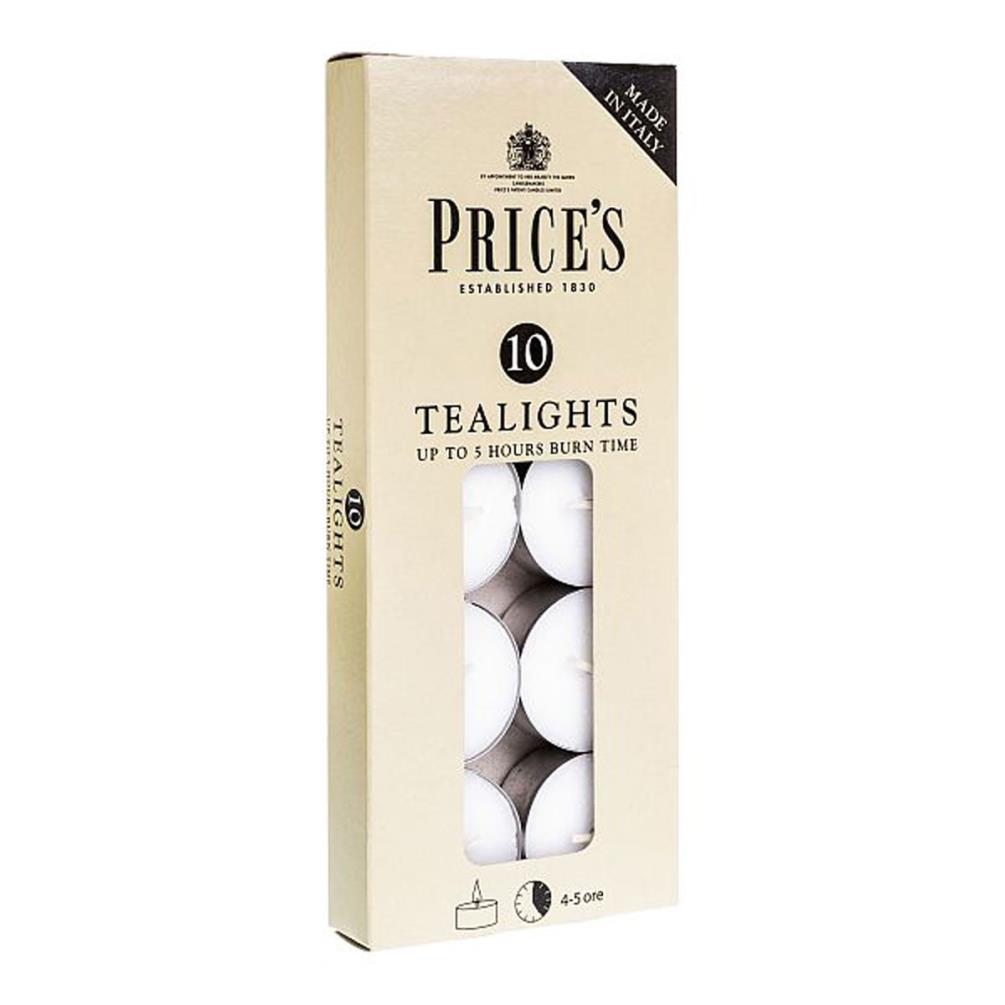 Price's White Unscented Tealights (Pack of 10) Extra Image 1